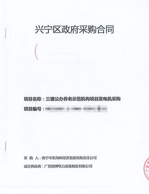 南宁三塘公办养老示范机构项目100千瓦广西顶博发电机组制造